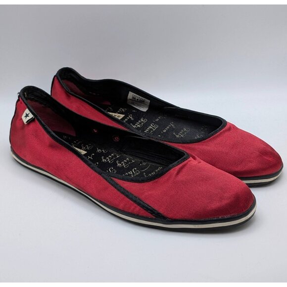 Converse All One Star Satin Red Ballet Flats Women’s Size 8 Chuck Taylor Shoes - Picture 1 of 8